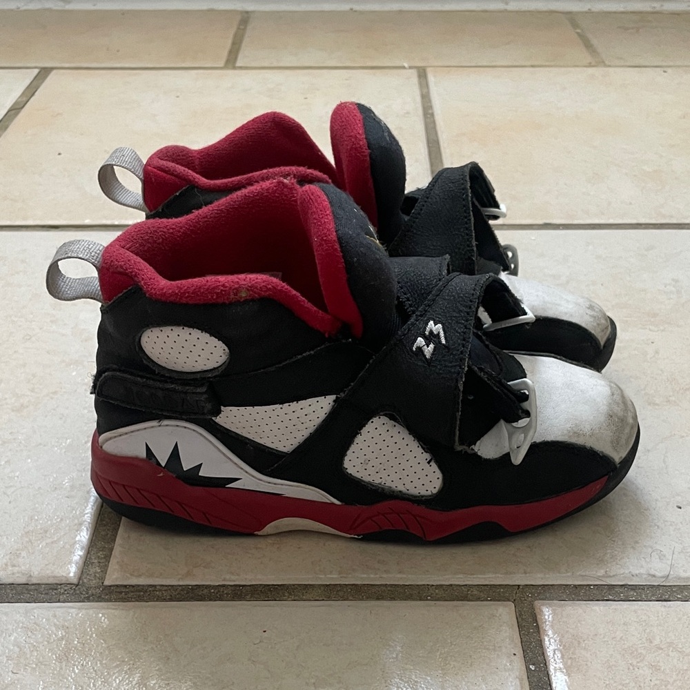 Kids Jordans Black and Red Sneakers